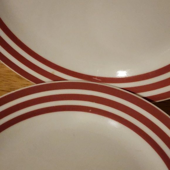Set of 4 Corelle Rose Rainbow Bread Dessert Salad Plates 7" thick red stripes - Picture 11 of 11